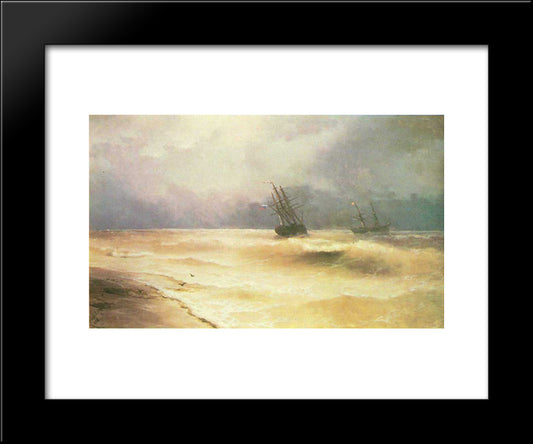 Surf Near Coast Of Crimea 20x24 Black Modern Wood Framed Art Print Poster by Aivazovsky, Ivan