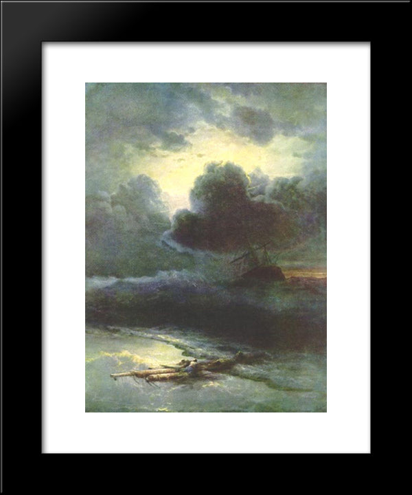 Thunderstorm 20x24 Black Modern Wood Framed Art Print Poster by Aivazovsky, Ivan