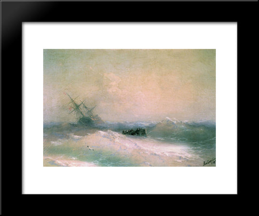 Storm At Sea 20x24 Black Modern Wood Framed Art Print Poster by Aivazovsky, Ivan