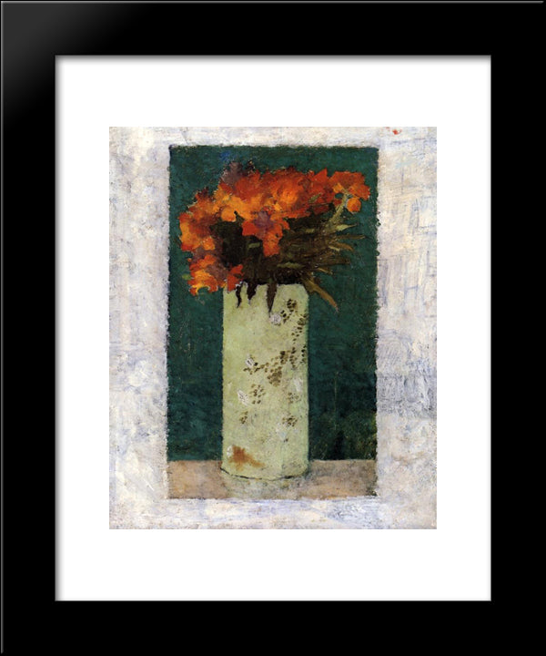 Pot Of Flowers 20x24 Black Modern Wood Framed Art Print Poster by Bonnard, Pierre