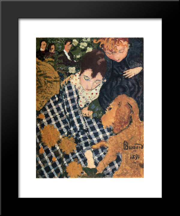 Woman With Dog 20x24 Black Modern Wood Framed Art Print Poster by Bonnard, Pierre