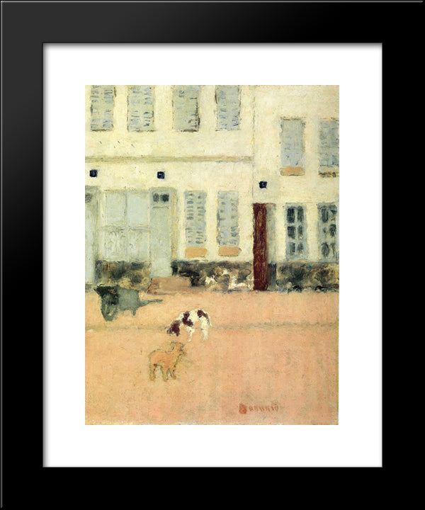 Street In Eragny-Sur-Oise Or Dogs In Eragny 20x24 Black Modern Wood Framed Art Print Poster by Bonnard, Pierre
