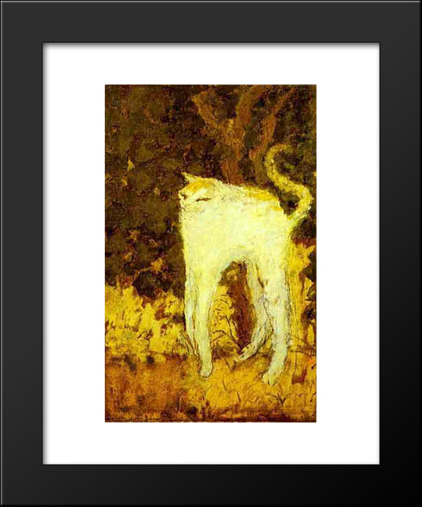 The White Cat 20x24 Black Modern Wood Framed Art Print Poster by Bonnard, Pierre