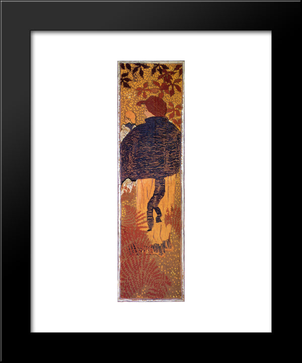 Woman In A Blue Pelerine 20x24 Black Modern Wood Framed Art Print Poster by Bonnard, Pierre