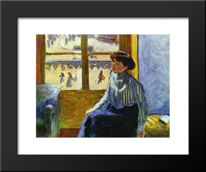 Young Woman Before The Window 20x24 Black Modern Wood Framed Art Print Poster by Bonnard, Pierre
