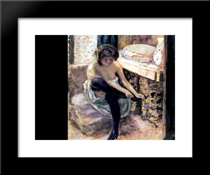 Woman In Black Stockings 20x24 Black Modern Wood Framed Art Print Poster by Bonnard, Pierre