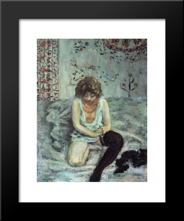 Woman With Black Stockings 20x24 Black Modern Wood Framed Art Print Poster by Bonnard, Pierre