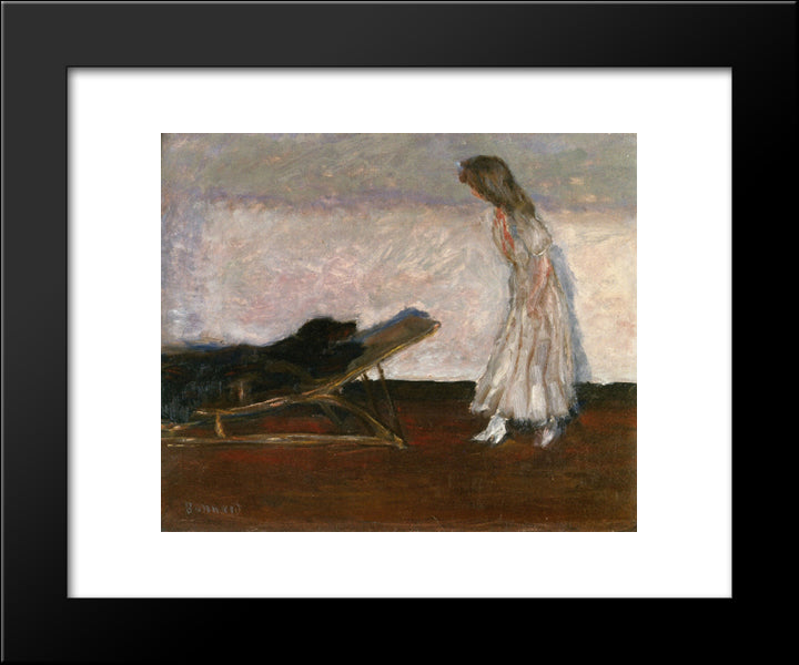 Marthe And The Dog, Black 20x24 Black Modern Wood Framed Art Print Poster by Bonnard, Pierre