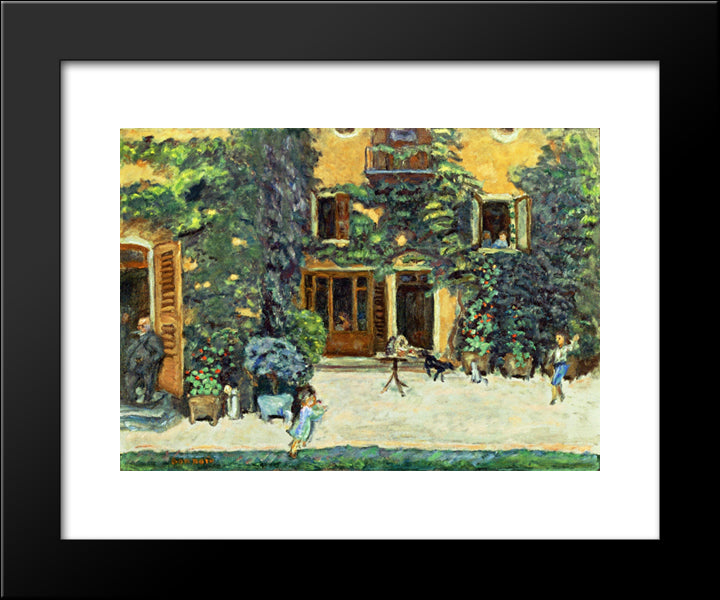 Playing Catch (Also Known As Children In A Garden) 20x24 Black Modern Wood Framed Art Print Poster by Bonnard, Pierre