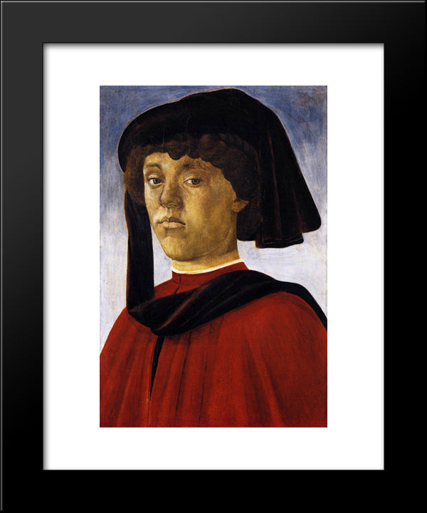 Portrait Of A Young Man 20x24 Black Modern Wood Framed Art Print Poster by Botticelli, Sandro