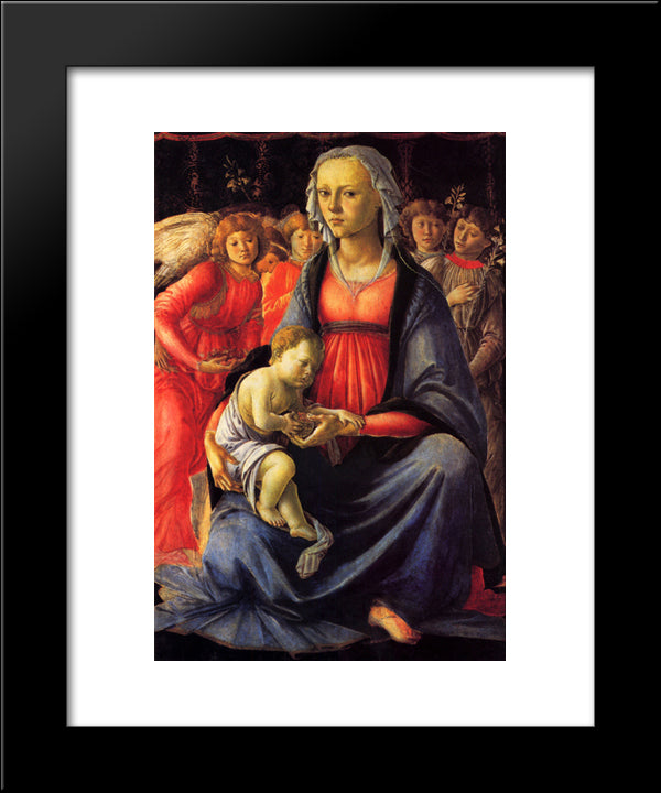 The Virgin And Child Surrounded By Five Angels 20x24 Black Modern Wood Framed Art Print Poster by Botticelli, Sandro