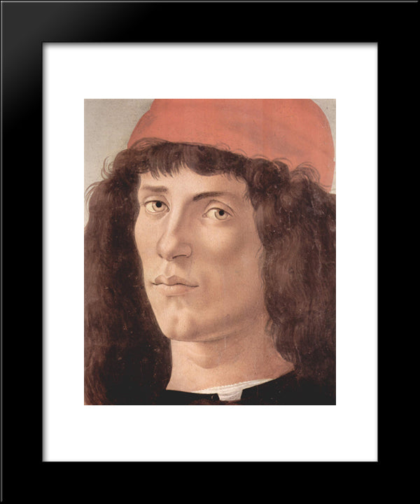 Portrait Of A Young Man With Red Cap 20x24 Black Modern Wood Framed Art Print Poster by Botticelli, Sandro