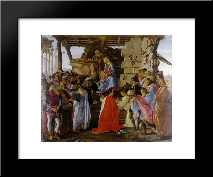 The Adoration Of The Magi 20x24 Black Modern Wood Framed Art Print Poster by Botticelli, Sandro