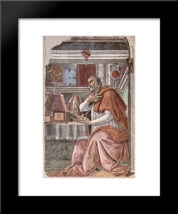 St Augustine 20x24 Black Modern Wood Framed Art Print Poster by Botticelli, Sandro