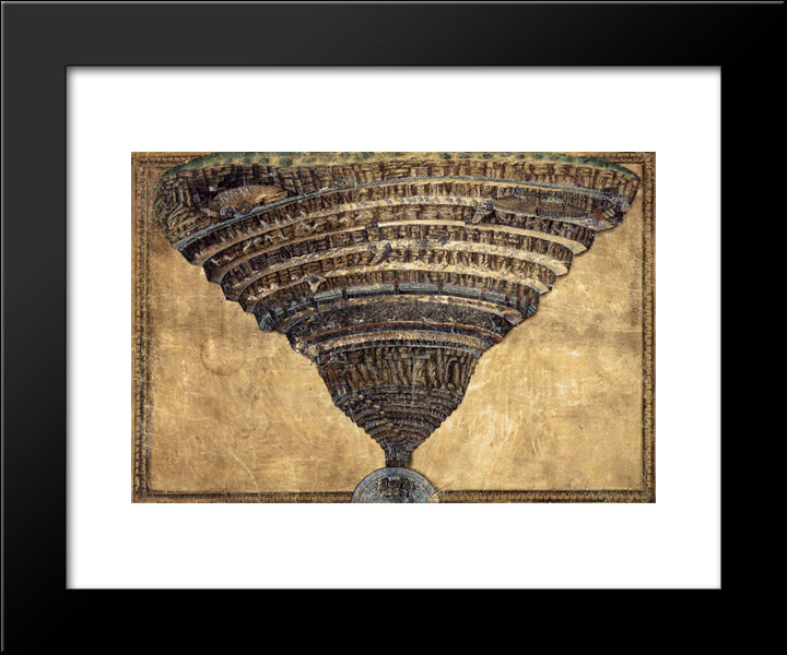 The Abyss Of Hell 20x24 Black Modern Wood Framed Art Print Poster by Botticelli, Sandro