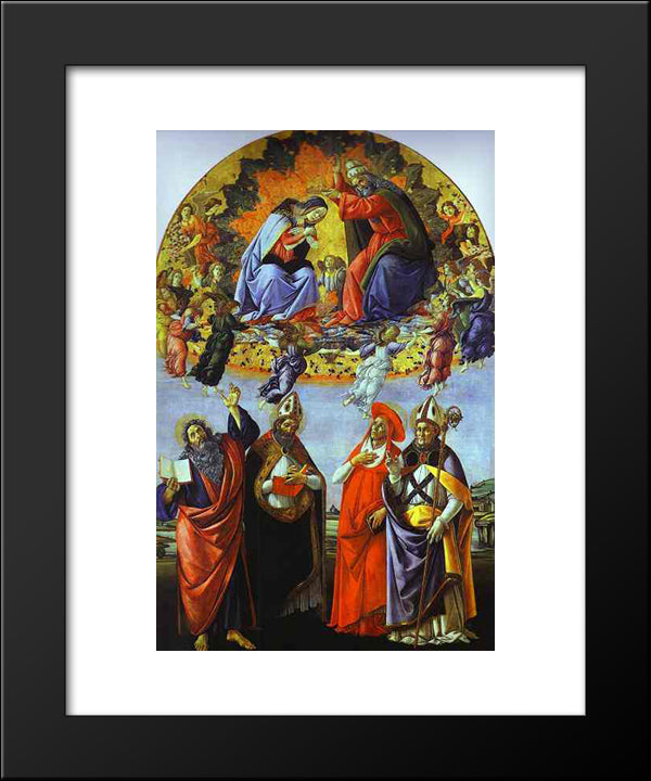 The Coronation Of The Virgin (Altarpiece Of St. Mark) 20x24 Black Modern Wood Framed Art Print Poster by Botticelli, Sandro