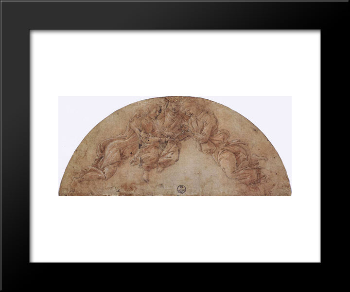 Three Angels 20x24 Black Modern Wood Framed Art Print Poster by Botticelli, Sandro