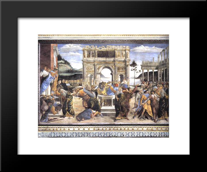 The Punishment Of Korah, Dathan And Abiram 20x24 Black Modern Wood Framed Art Print Poster by Botticelli, Sandro