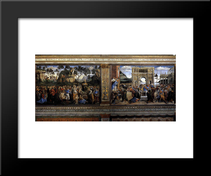 Scene From The Life Of Moses (Scenes On The Left) 20x24 Black Modern Wood Framed Art Print Poster by Botticelli, Sandro
