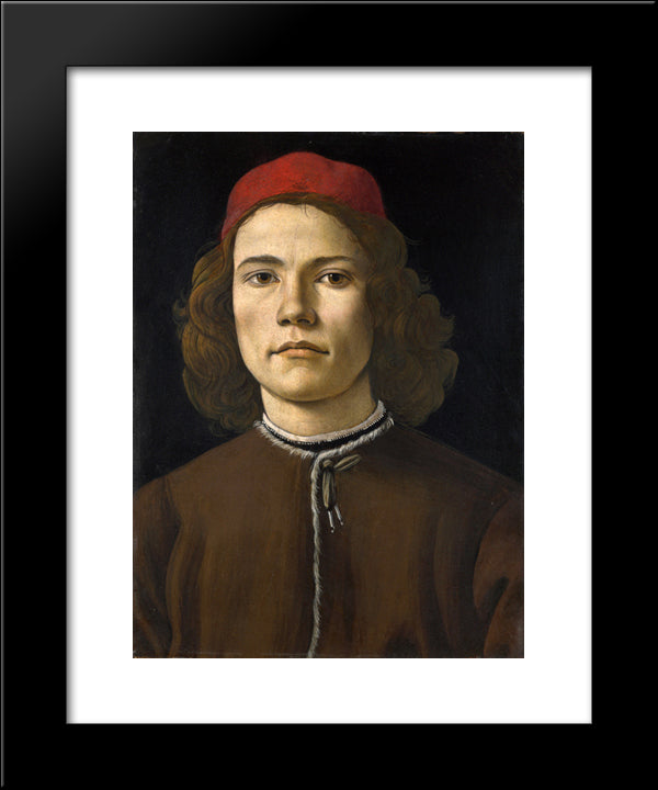 Portrait Of A Young Man 20x24 Black Modern Wood Framed Art Print Poster by Botticelli, Sandro