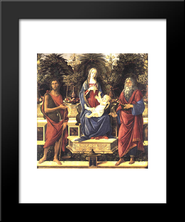 The Virgin And Child Enthroned 20x24 Black Modern Wood Framed Art Print Poster by Botticelli, Sandro