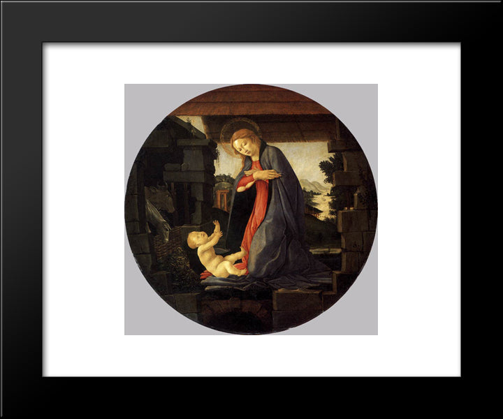The Virgin Adoring The Child 20x24 Black Modern Wood Framed Art Print Poster by Botticelli, Sandro