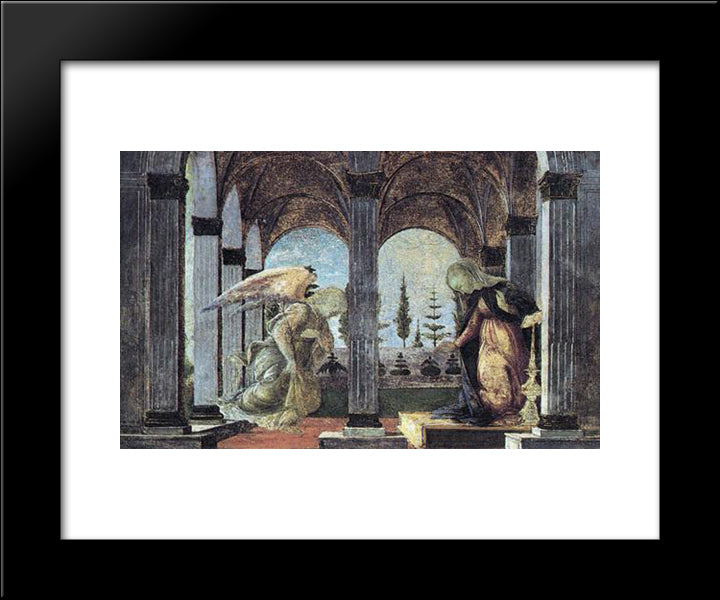 Annunciation 20x24 Black Modern Wood Framed Art Print Poster by Botticelli, Sandro