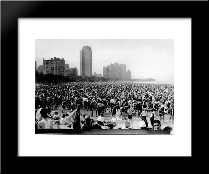 Chicago Lake Michigan 1943 20x24 Black Modern Wood Framed Art Print Poster