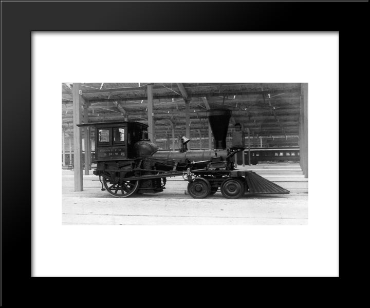 Pioneer Locomotive Chicago 20x24 Black Modern Wood Framed Art Print Poster