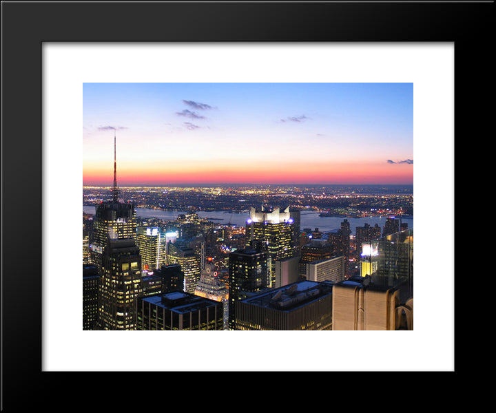 New York City Panoramic Skyline (Right) 20x24 Black Modern Wood Framed Art Print Poster