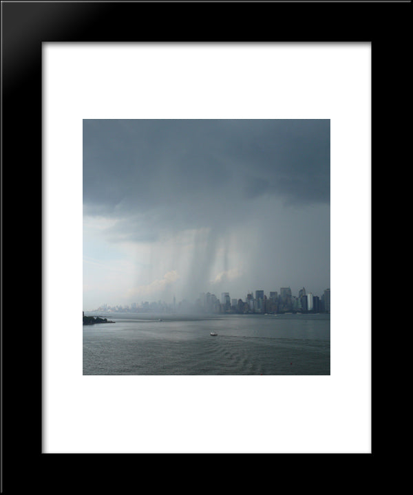 Rain Over New York City 20x24 Black Modern Wood Framed Art Print Poster