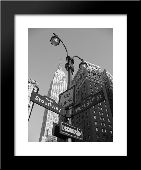 New York City Empire State Building 20x24 Black Modern Wood Framed Art Print Poster