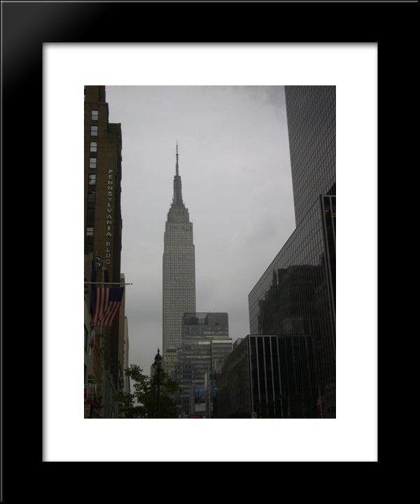 New York City Empire State Building 20x24 Black Modern Wood Framed Art Print Poster