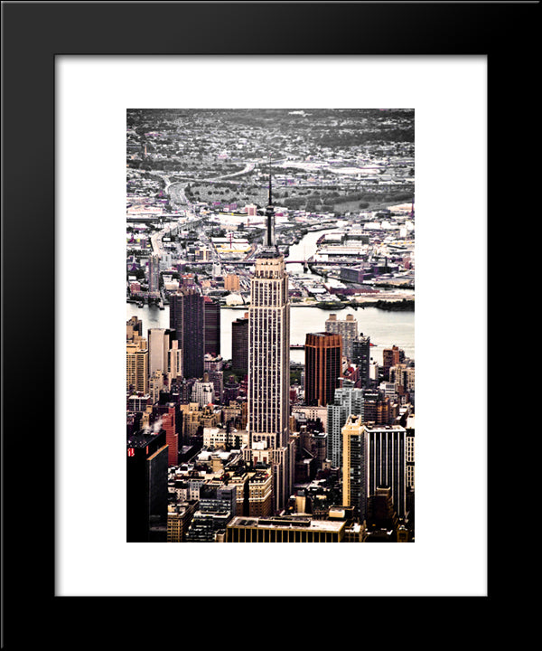 New York City Empire State Building 20x24 Black Modern Wood Framed Art Print Poster