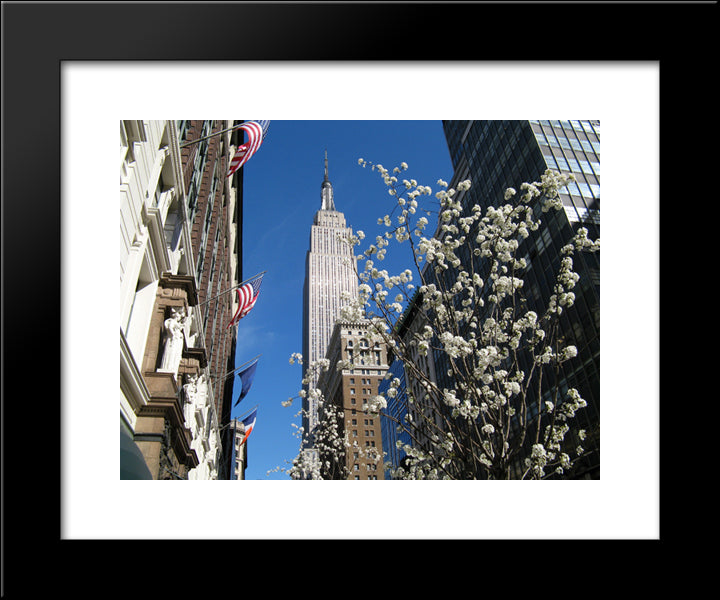 New York City Empire State Building 20x24 Black Modern Wood Framed Art Print Poster
