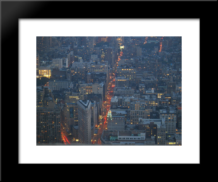 New York City At Dusk 20x24 Black Modern Wood Framed Art Print Poster