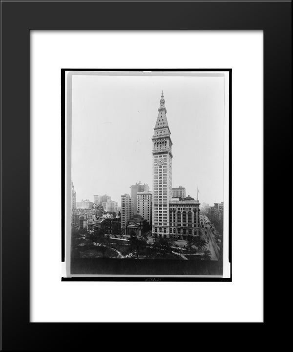 New York City Met Life Bldg - 1911 20x24 Black Modern Wood Framed Art Print Poster