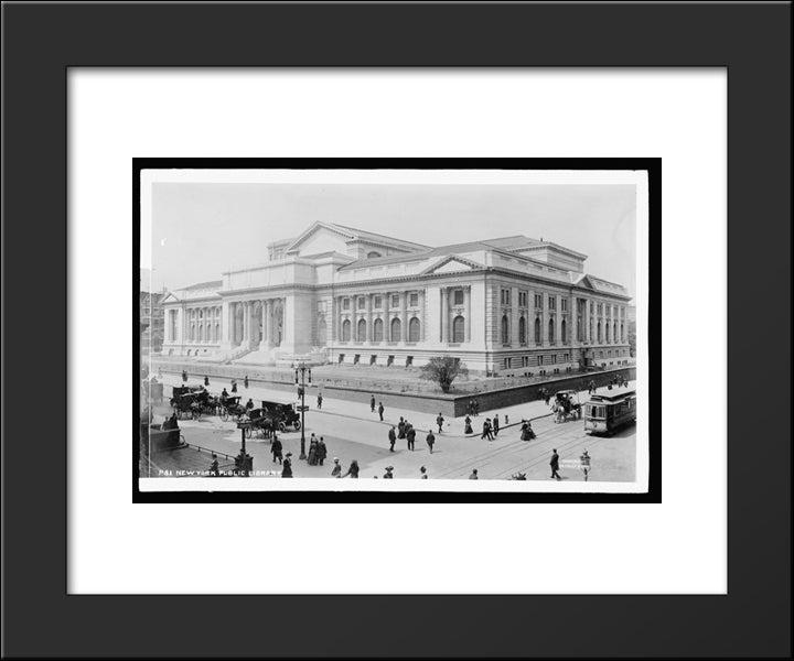 New York City Public Library - 1908 20x24 Black Modern Wood Framed Art Print Poster