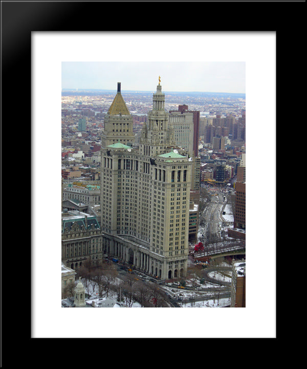 New York City Manhattan Municipal Building 20x24 Black Modern Wood Framed Art Print Poster