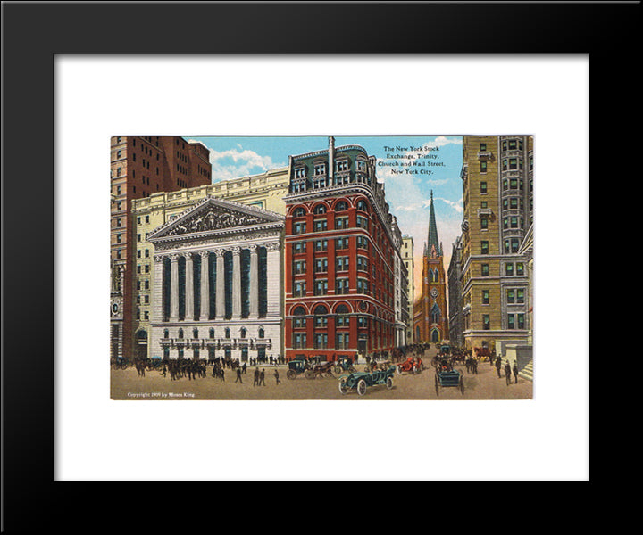 New York Stock Exchange - 1909 20x24 Black Modern Wood Framed Art Print Poster