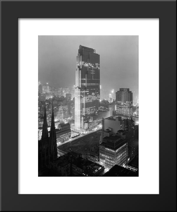 New York City Rockefeller Center - 1933 20x24 Black Modern Wood Framed Art Print Poster