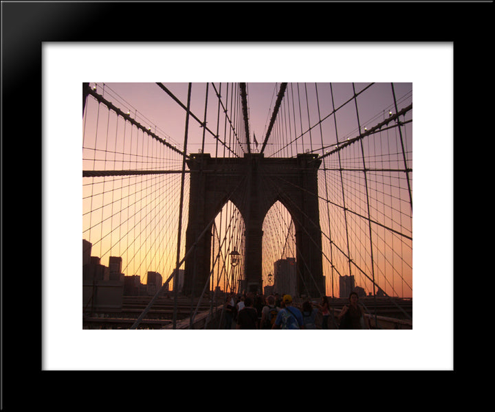 New York City Brooklyn Bridge 20x24 Black Modern Wood Framed Art Print Poster