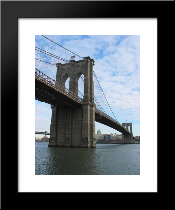New York City Brooklyn Bridge 20x24 Black Modern Wood Framed Art Print Poster
