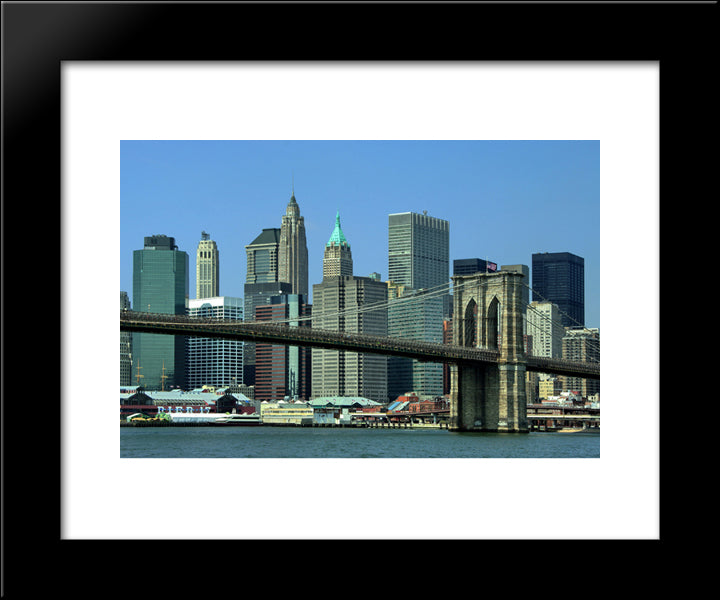 New York City Brooklyn Bridge 20x24 Black Modern Wood Framed Art Print Poster