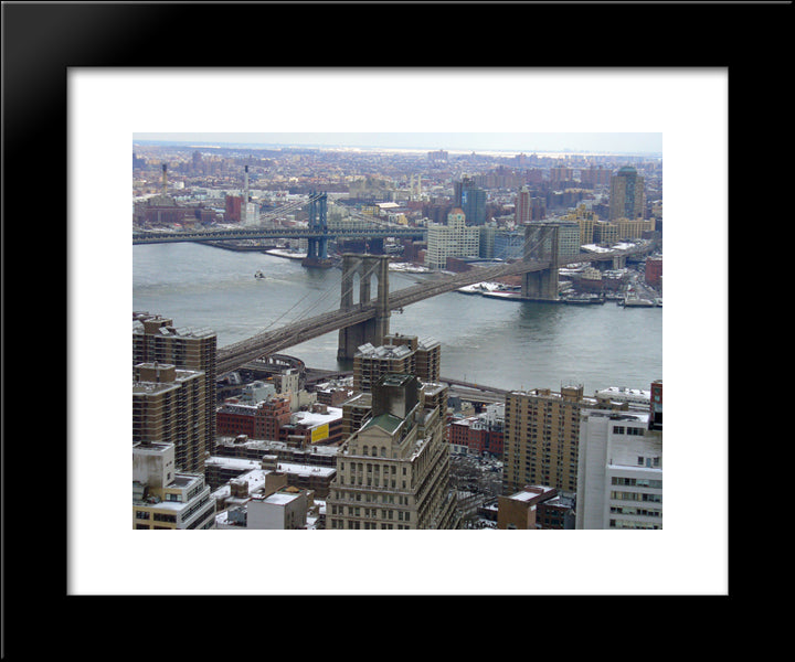 New York City Brooklyn Bridge 20x24 Black Modern Wood Framed Art Print Poster