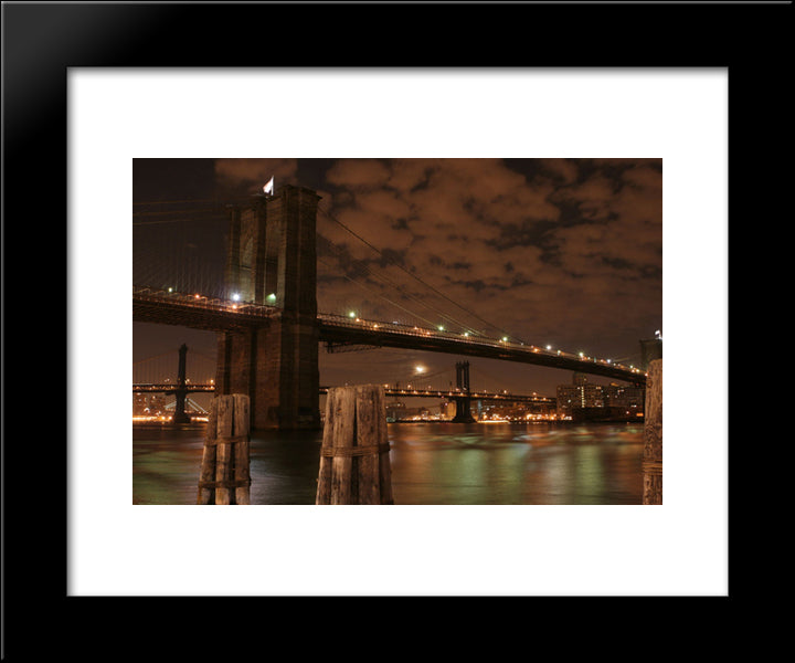 New York City Brooklyn Bridge 20x24 Black Modern Wood Framed Art Print Poster