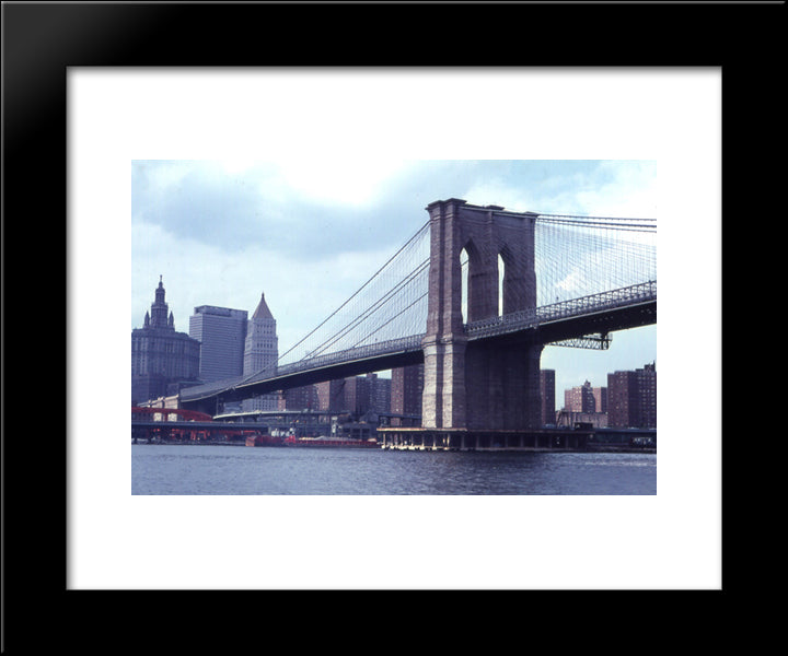 New York City Brooklyn Bridge 20x24 Black Modern Wood Framed Art Print Poster