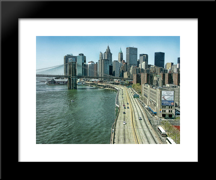 New York City Fdr East River Drive 20x24 Black Modern Wood Framed Art Print Poster