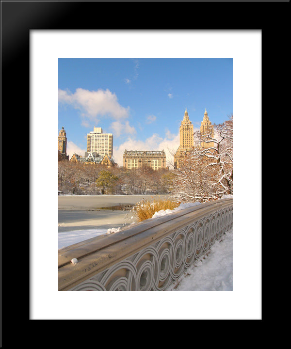 New York City Cetral Park Bridge 20x24 Black Modern Wood Framed Art Print Poster