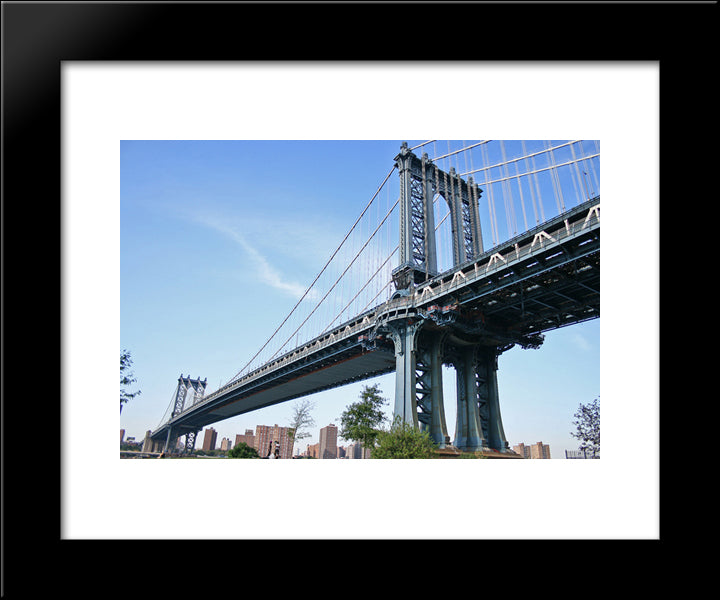 New York City Manhattan Bridge 20x24 Black Modern Wood Framed Art Print Poster